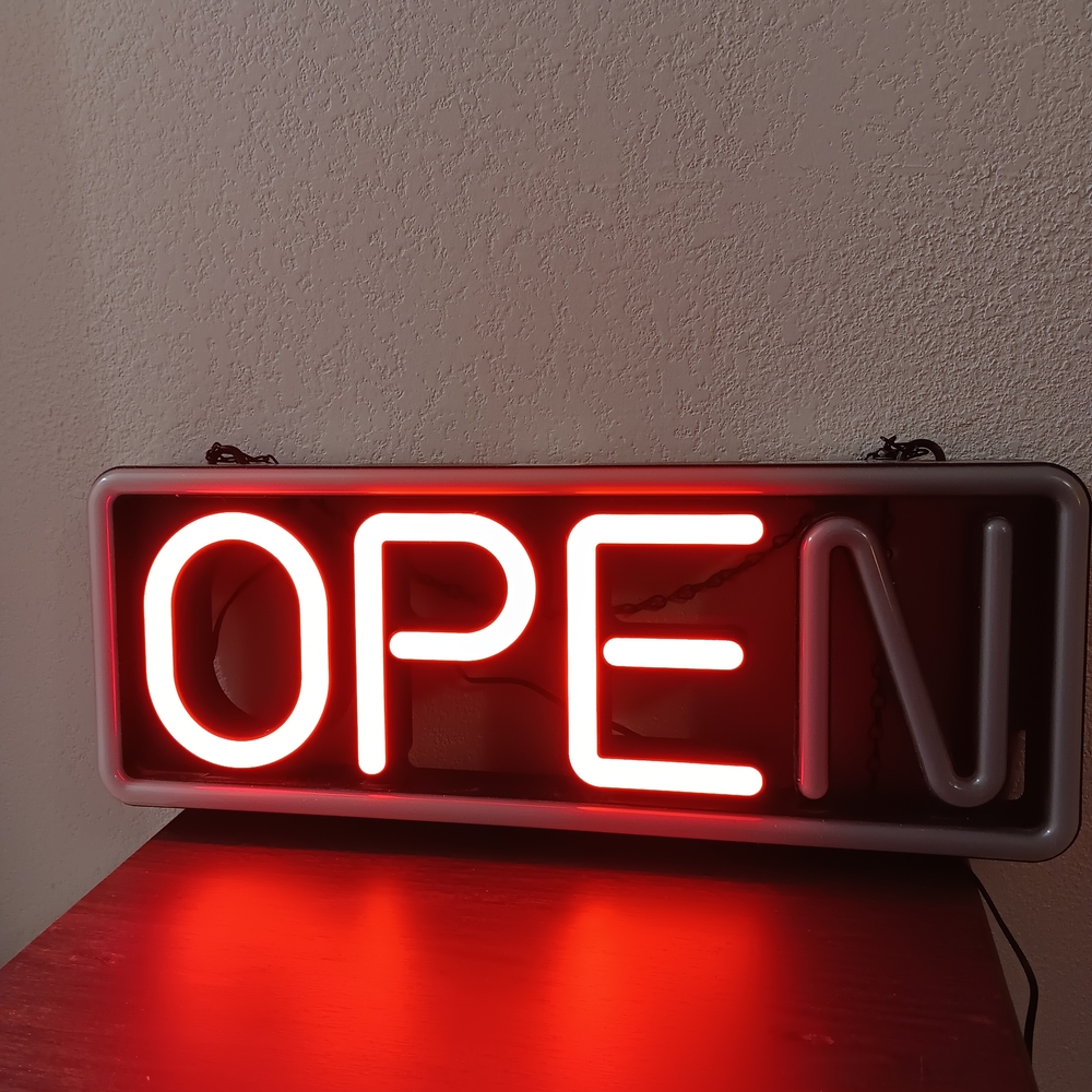 Neon Open Sign with Blue Border - Picture 7 of 7
